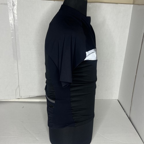 De Marchi Cycling M Black Reflect Jersey Zippered Short Sleeves 3 Bottle Pockets - Picture 6 of 8