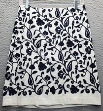 Talbots A-Line Skirt Women's Petite 4 Multi Embroidered Floral Lined Back Zipper