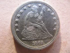 1863 Silver Seated Liberty Quarter