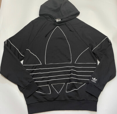 Mens Sweatshirts Adidas Originals Outline Trefoil Hoodie In Black