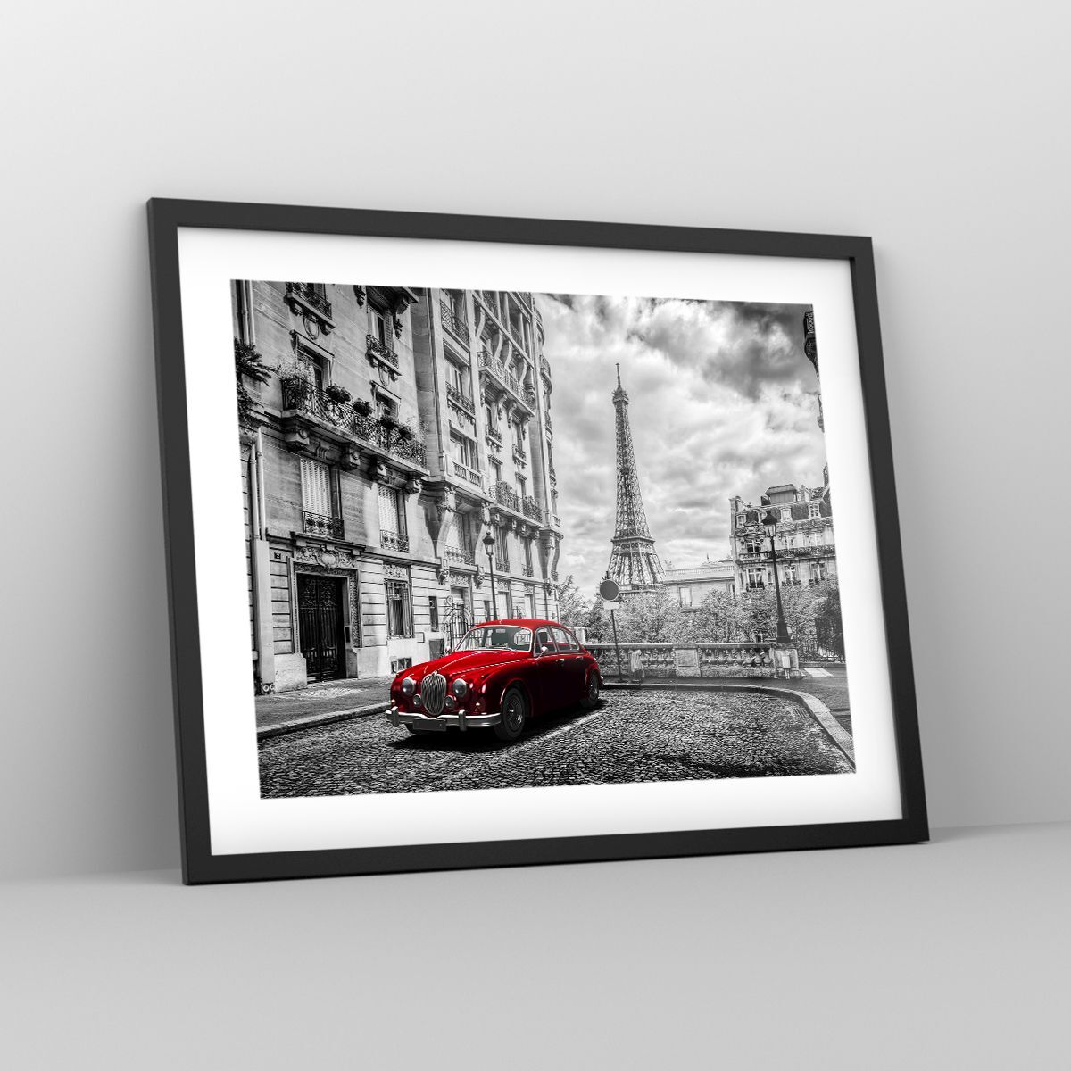 Poster Print 50x40cm Wall Art Picture Car Eiffle Street building Image