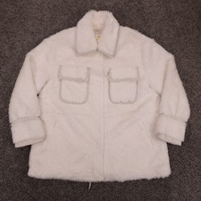 Maeve Faux Fur Jacket Xs White Snap Cinch Waist Vegan Anthropologie Ob1434676
