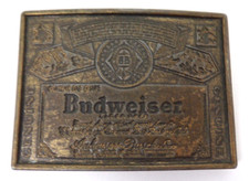 Vtg Anheuser Busch Budweiser Brass Metal Belt Buckle One Quart 3 1/4" x 2 3/8"