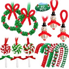 Christmas Crafts For Kids Beaded Ornament Kit Including 10 Pcs Snowman12 Pcs Wre