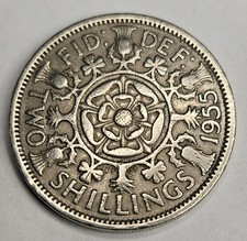 1955 Great Britain 2 Two Shillings - British Copper Nickel World Coin - L2
