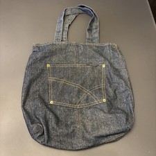 Denim Blue Jean Tote Bag w/ Front Pocket 16  x 16  Blue