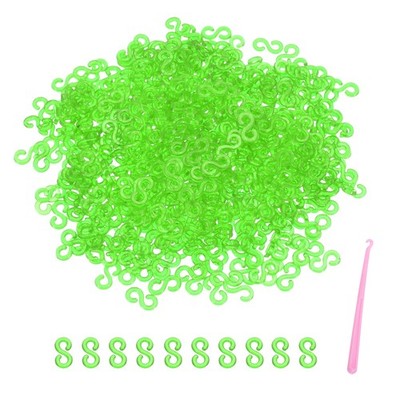 1000Pcs S Clips for Loom Rubber Band Bracelets(Green)