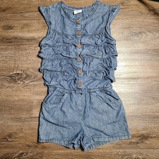 Girls Crazy 8 Blue Chambray Short Sleeve Short Romper Size 10