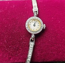 Vintage Ladies Bulova Diamond Watch 14k W Gold W/diamonds Working