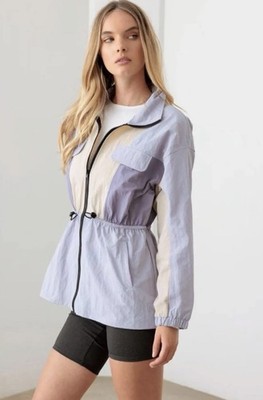 NWT Les Lis Lavender And Beige Windbreaker Jacket Color Block Lined Size Small