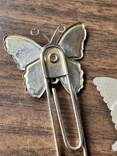 VTG Enamled 3D Colorful Butterfly Bookmark Paperclip Set Of 2 Japan Gold Tone - Bild 6 von 6