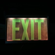 Vintage Day Brite Exit Sign Metal Housing Green Exit Plexiglass Model 5681