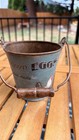 Farmhouse Metal Bucket Pail w/ Handle, EGGS Rooster Chicken Design — photo 2