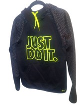 Nike Therma Fit Womens Small Just Do It Black Gray Hoodie Pullover Spell OutLogo