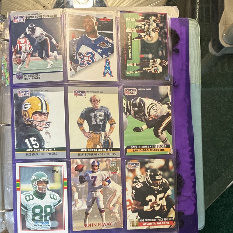 Pro Set 1991 NFL Insert Trading Card Lot (9) Elway Starr Toon Plummer Bradshaw