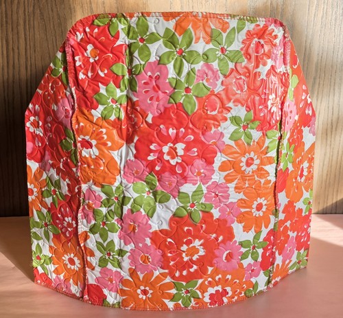 VTG 60s/70s Pink Orange Green Vibrant Flower Power Vinyl Small Appliance Cover 