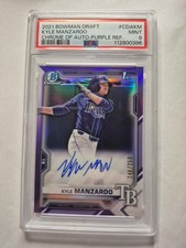 2021 Bowman Chrome Kyle Manzardo RC 1st Rookie AUTO Purple Refractor /250 PSA 9