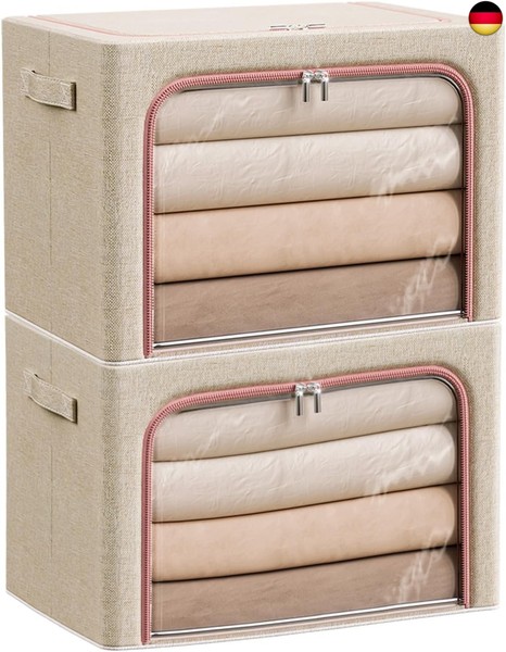 Douzi 2 StüCk Aufbewahrungsbox Mit Deckel, Kleidung Aufbewahrung, Faltbare-image