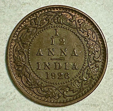 1926 India-British King George V. 1/12 Anna KM# 509