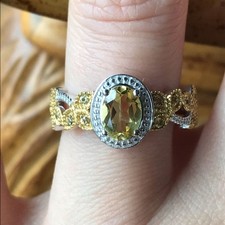 Natural Heliodor Yellow Sapphire Sterling Silver Ring Size 6.75