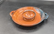 Studio Art Pottery Hand Thrown Chip/Dip Bowl or Seafood Server 9” Round 