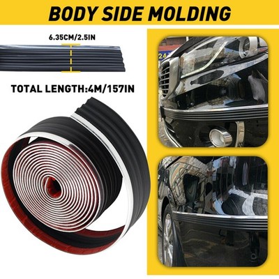 156'' Bumper Body Side Guard Molding Belt Roll Black Silver For Truck Pickup SUV