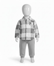 First Impressions Baby Boys Gray Plaid Button-Down Shirt/Pants 2pc Set Size 3-6M