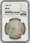 1898 P Morgan Silver Dollar $1 NGC MS65