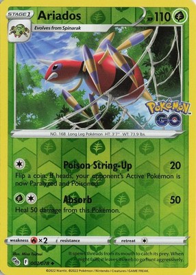 Ariados Uncommon Pokemon GO 007/078 LP Reverse Holo