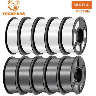TECBEARS 10KG Shiny Silk 3D Printer Filament  Silk PLA Filament 1.75mm Neatly
