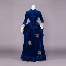 1880s Velvet Visiting Dress Victorian Duchess Walking Civil War Belle Ball Gown