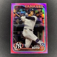Juan Soto Pink Refractor 2024 Topps Chrome #150 Yankees Mint SP