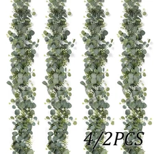 Artificial Garland Vines 1/2/4PCS, Eucalyptus White Flowers Wedding