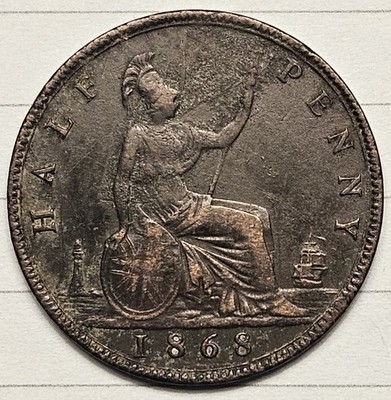 Great Britain 1868 Half Penny 1/2d Semi Key Date