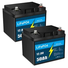 2 Pack KUNLUN Lithium Battery Lifepo4 12V 50Ah Solar Batteries for Deep Cycle RV