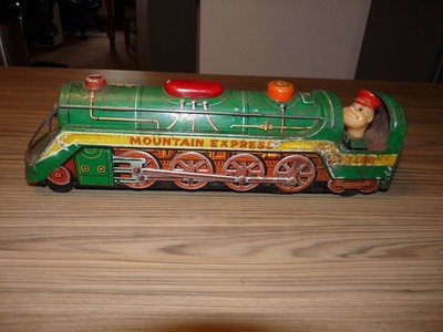 Vintage 1960s Tin Plate Montain Express Train Battery Op #3430 Loco NOT WORKING