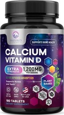 Calcium 1200 mg Per Serving with Vitamin D3 - Bone Health Supplement 180 tablet