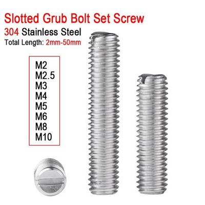 M2-M10 304 A2 Stainless Slotted Head Flat Point End Headless Grub Bolt Set Screw