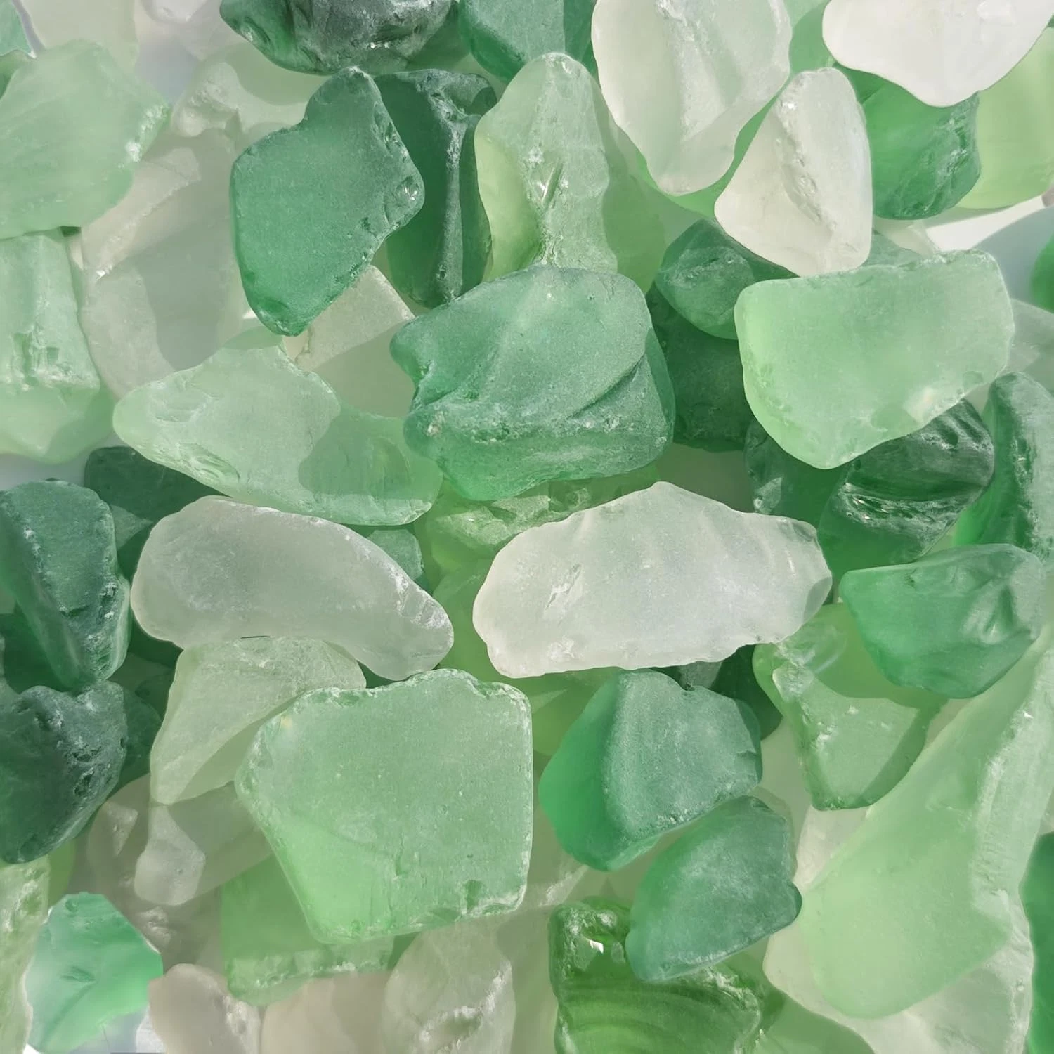 Sea Glass Block - 1LB Green Mixed Frosted Sea Glass - Vase Filler and Aquarium O