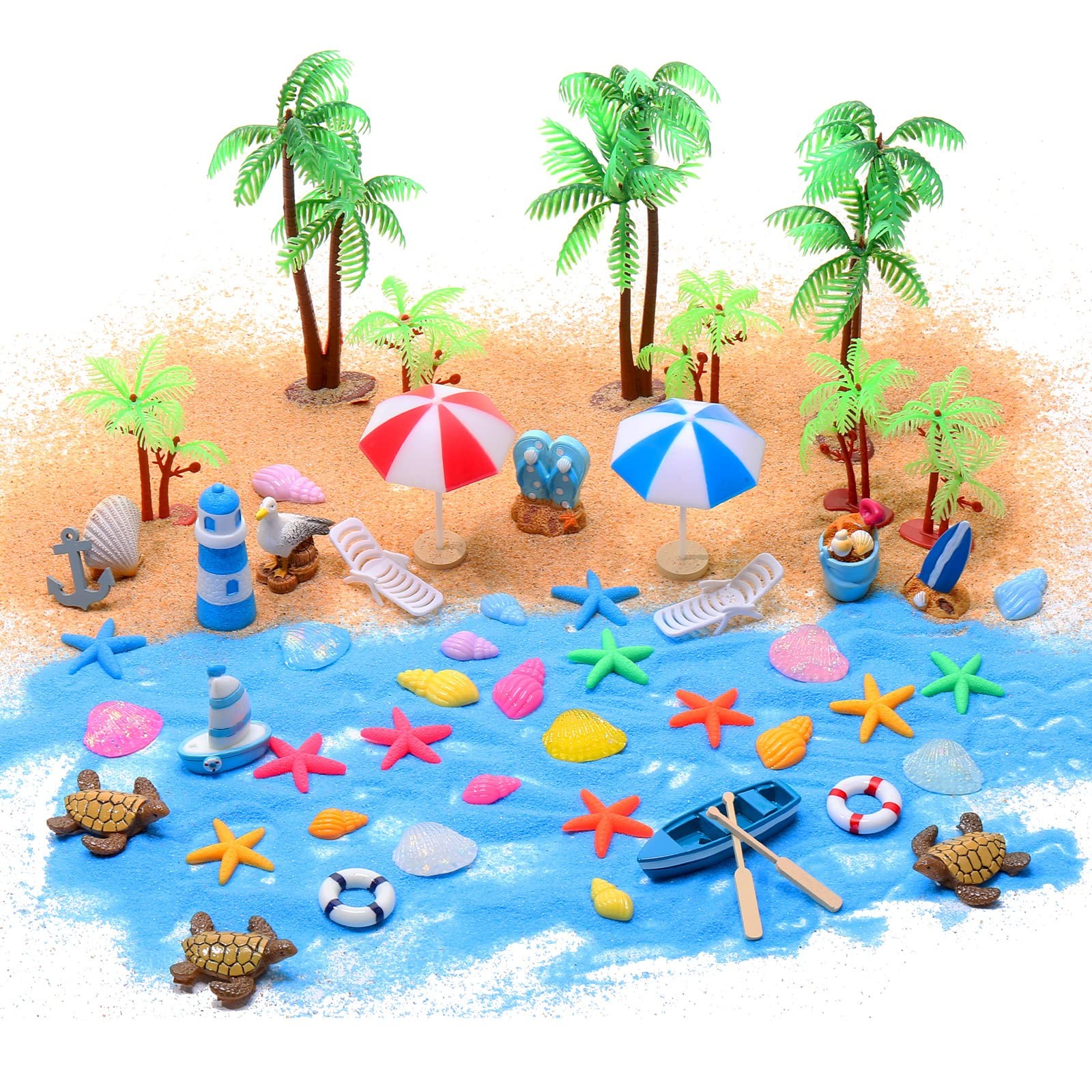 58 Pcs Miniature Dollhouse Decoration DIY Cake Topper Mushroom Flower Tree Ch...