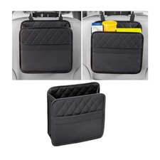 Car Seat Back Organizer, PU Leather Vehicle Backseat Hanging Storage Black