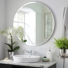 KOHROS Frameless round Bathroom Mirror for over Sink Circle Vanity Mirror 24 Inc