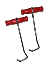 Vintage Boot Strap Hooks with Red Farmhouse Handles Set of 2