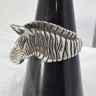 Shube Rare Detailed Zebra Head vintage sterling silver 925 Ladies ring size 8.5