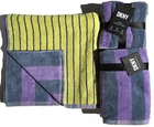 DKNY PURPLE NAVY YELLOW STRIPED REVERSIBLE COTTON BATH,HAND OR 4 WASHCLOTH TOWEL