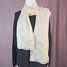 White House Black Market Ivory Scarf Silk Cot...