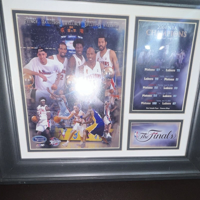 2004 Detroit Pistons NBA Finals Champions Framed Photo Collage Plaque