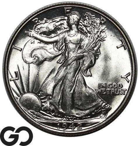 1942 Walking Liberty Half Dollar, Swirling Luster, Superb Gem BU++