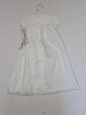 Vintage ALEXIS White Baptism Christening Long Gown Dress Lace USA Size 6 Months