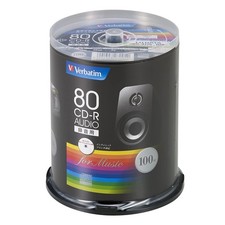 Verbatim MUR80FP100SV1 for Music, CD-R, 80 Minutes, 100 Sheets, White